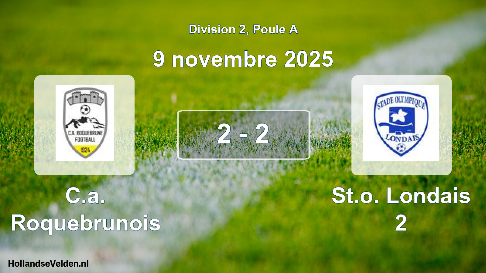 Match joué: C.a. Roquebrunois - St.o. Londais 2 2 - 2 (9 novembre 2025)