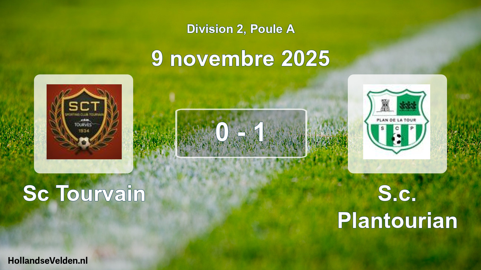 Match joué: Sc Tourvain - S.c. Plantourian 0 - 1 (9 novembre 2025)