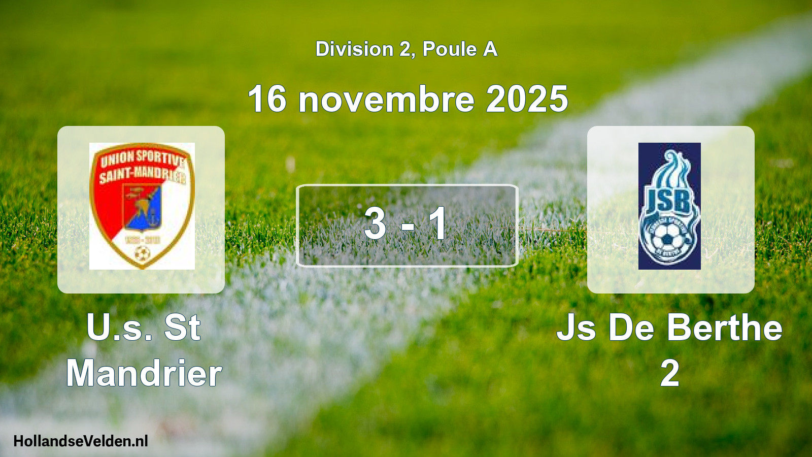Match joué: U.s. St Mandrier - Js De Berthe 2 3 - 1 (16 novembre 2025)