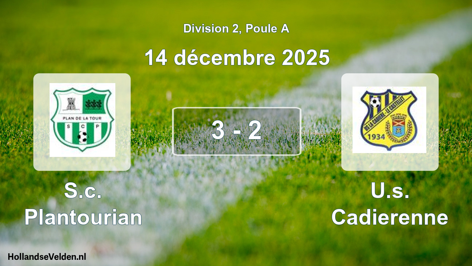Match joué: S.c. Plantourian - U.s. Cadierenne 3 - 2 (14 décembre 2025)