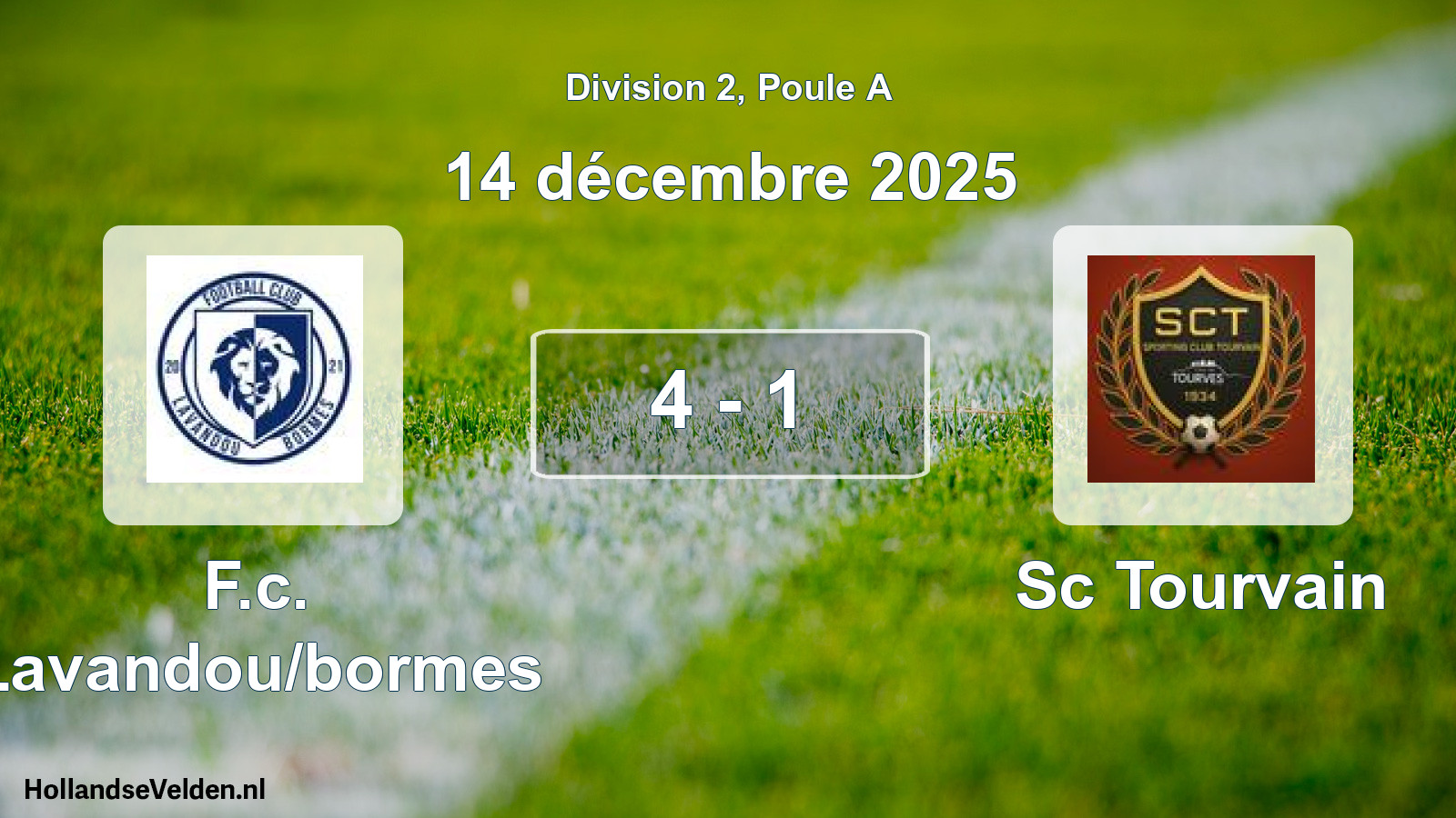 Match joué: F.c. Lavandou/bormes - Sc Tourvain 4 - 1 (14 décembre 2025)