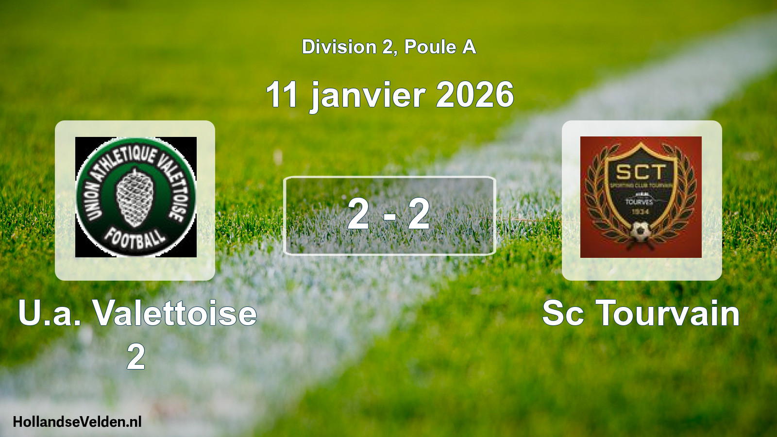 Total number of matches played: U.a. Valettoise 2 - Sc Tourvain 2 - 2 (11 January 2026)