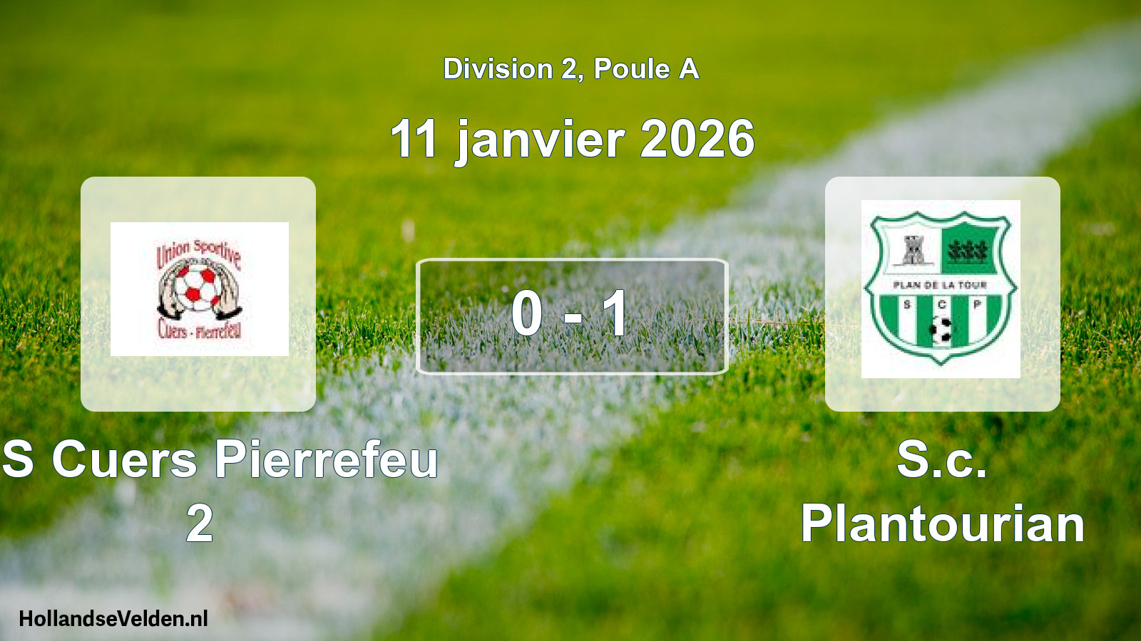 Match joué: US Cuers Pierrefeu 2 - S.c. Plantourian 0 - 1 (11 janvier 2026)