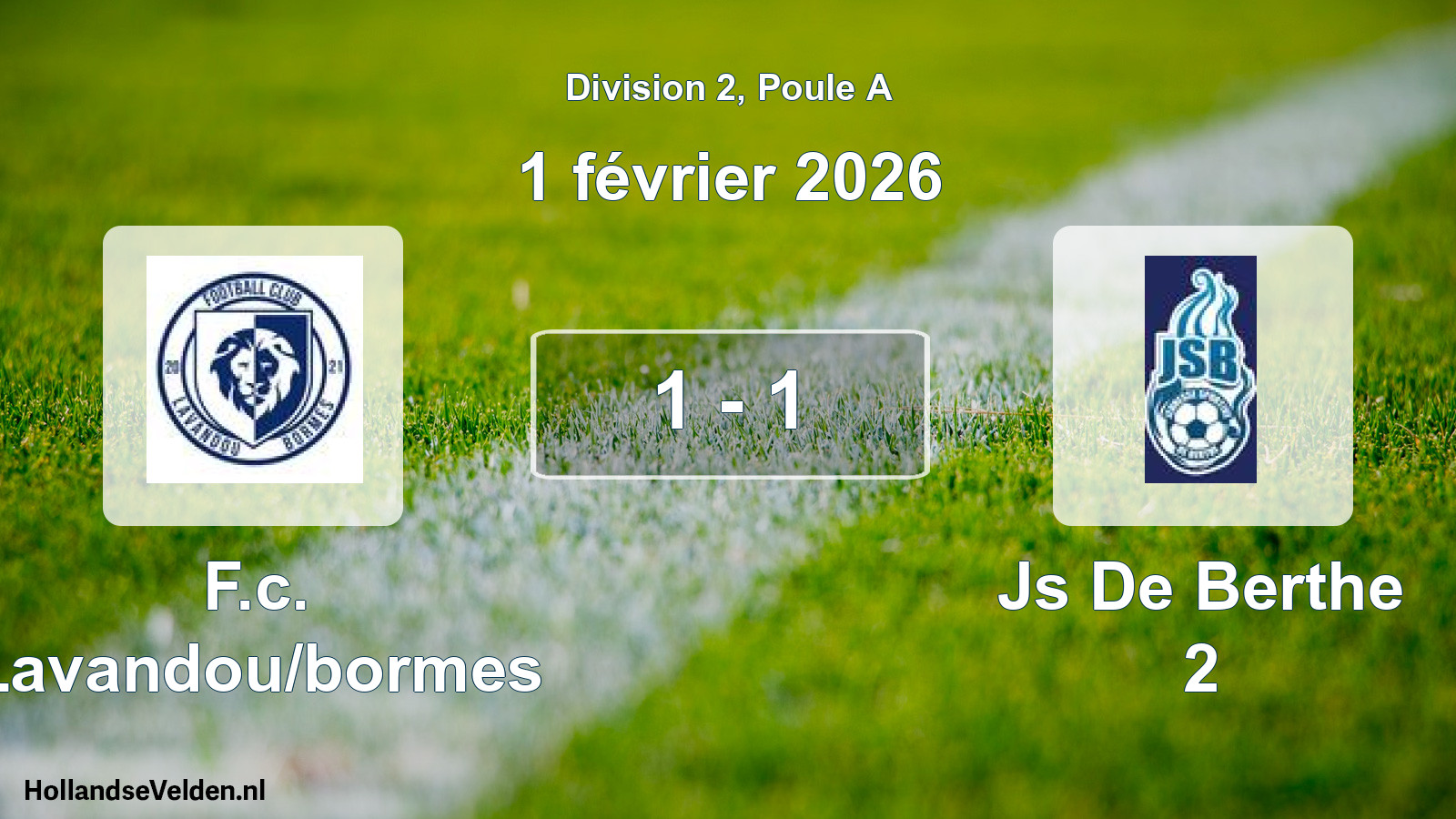 Match joué: F.c. Lavandou/bormes - Js De Berthe 2 1 - 1 (1 février 2026)