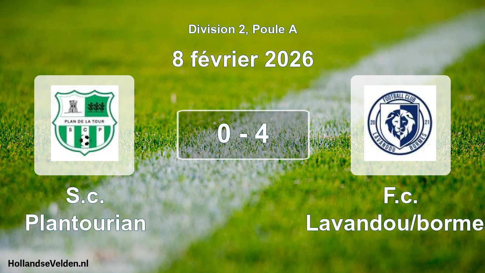 Match joué: S.c. Plantourian - F.c. Lavandou/bormes 0 - 4 (8 février 2026)