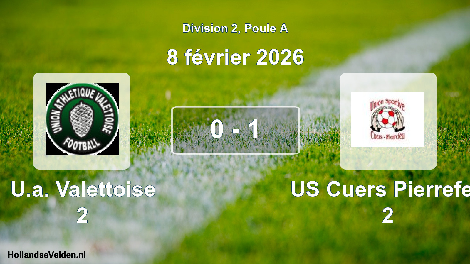 Gespeelde wedstrijd: U.a. Valettoise 2 - US Cuers Pierrefeu 2 0 - 1 (8 februari 2026)