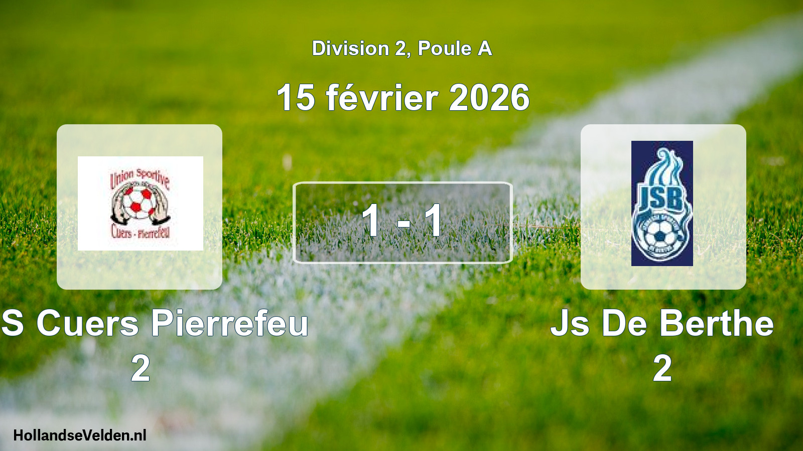 Match joué: US Cuers Pierrefeu 2 - Js De Berthe 2 1 - 1 (15 février 2026)