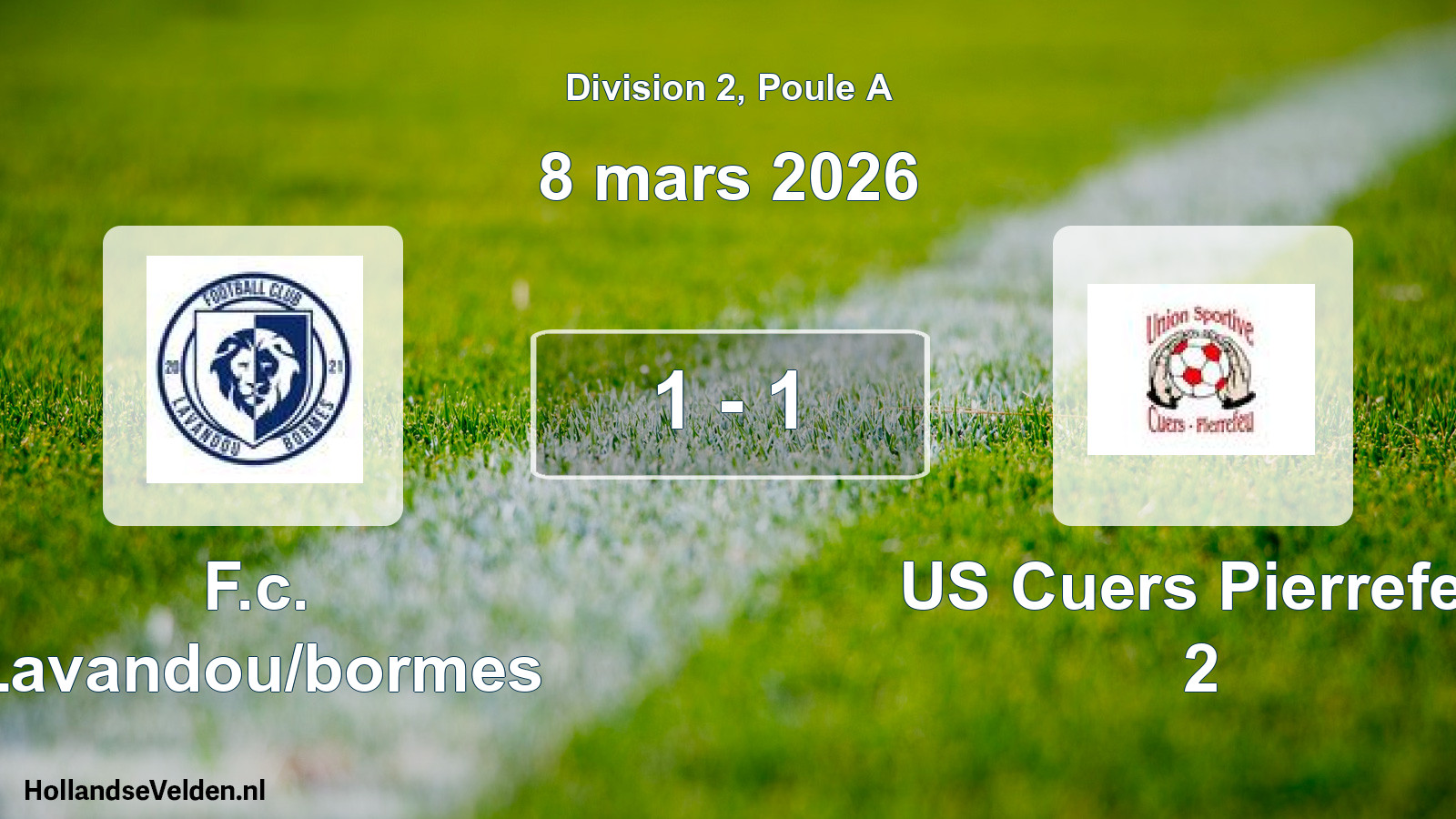 Match joué: F.c. Lavandou/bormes - US Cuers Pierrefeu 2 1 - 1 (8 mars 2026)