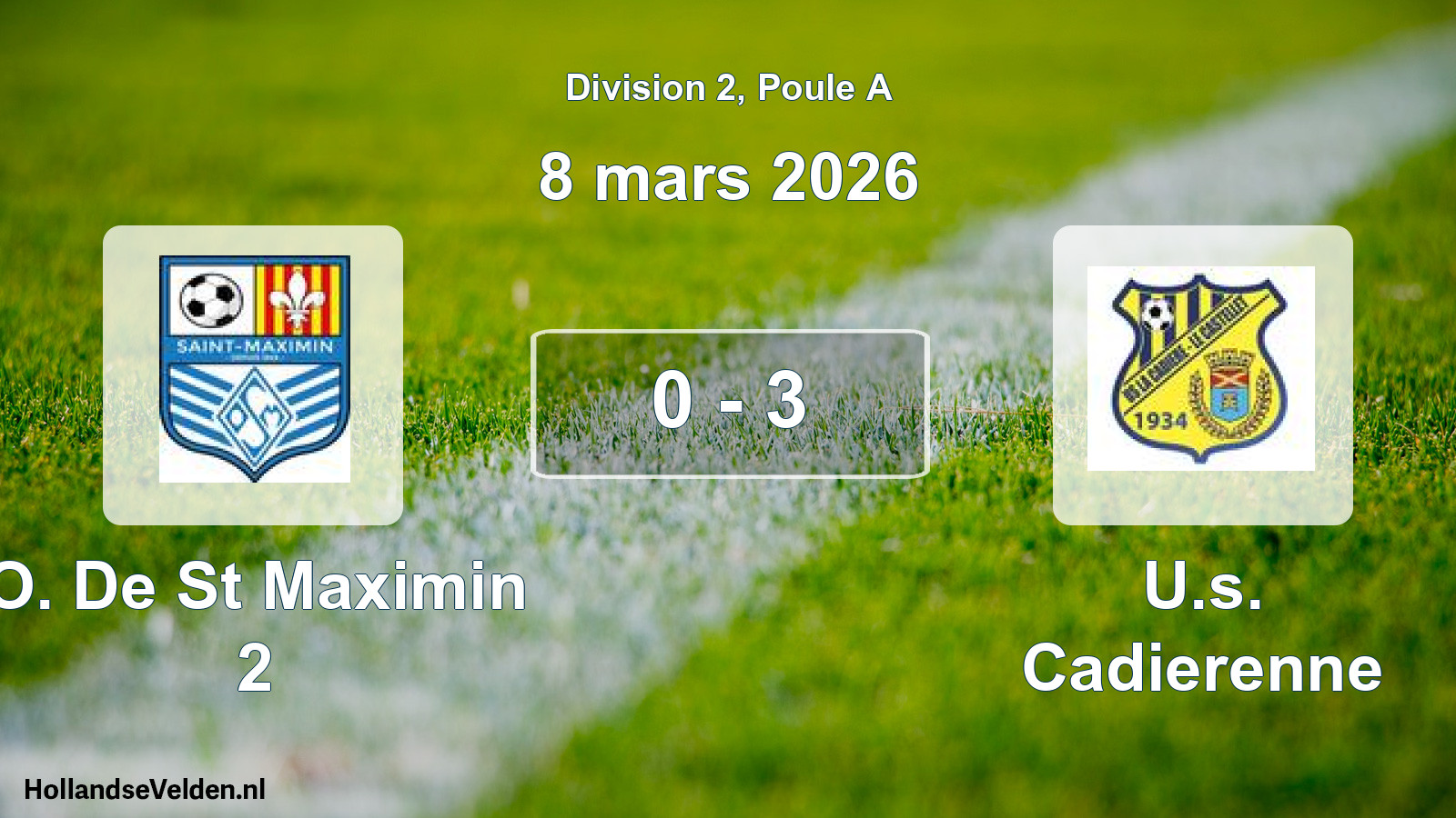 Total number of matches played: O. De St Maximin 2 - U.s. Cadierenne 0 - 3 (8 March 2026)