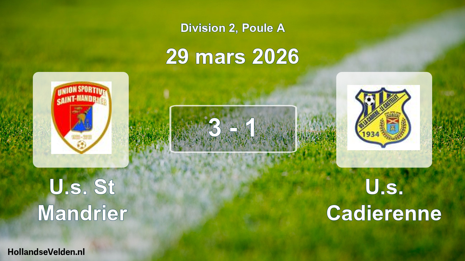 Gespeelde wedstrijd: U.s. St Mandrier - U.s. Cadierenne 3 - 1 (29 maart 2026)
