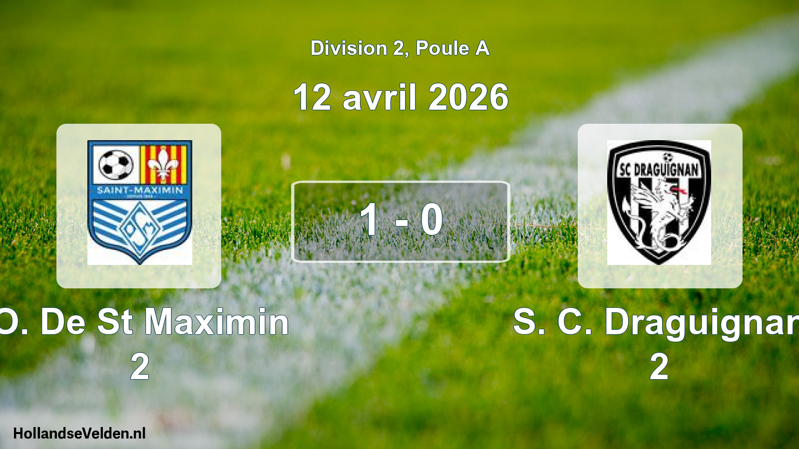Match joué: O. De St Maximin 2 - S. C. Draguignan 2 1 - 0 (12 avril 2026)