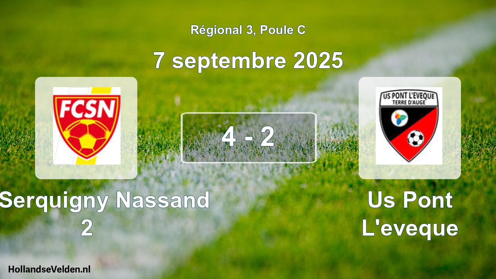 Gespeelde wedstrijd: Fc Serquigny Nassand 2 - Us Pont L'eveque 4 - 2 (7 september 2025)