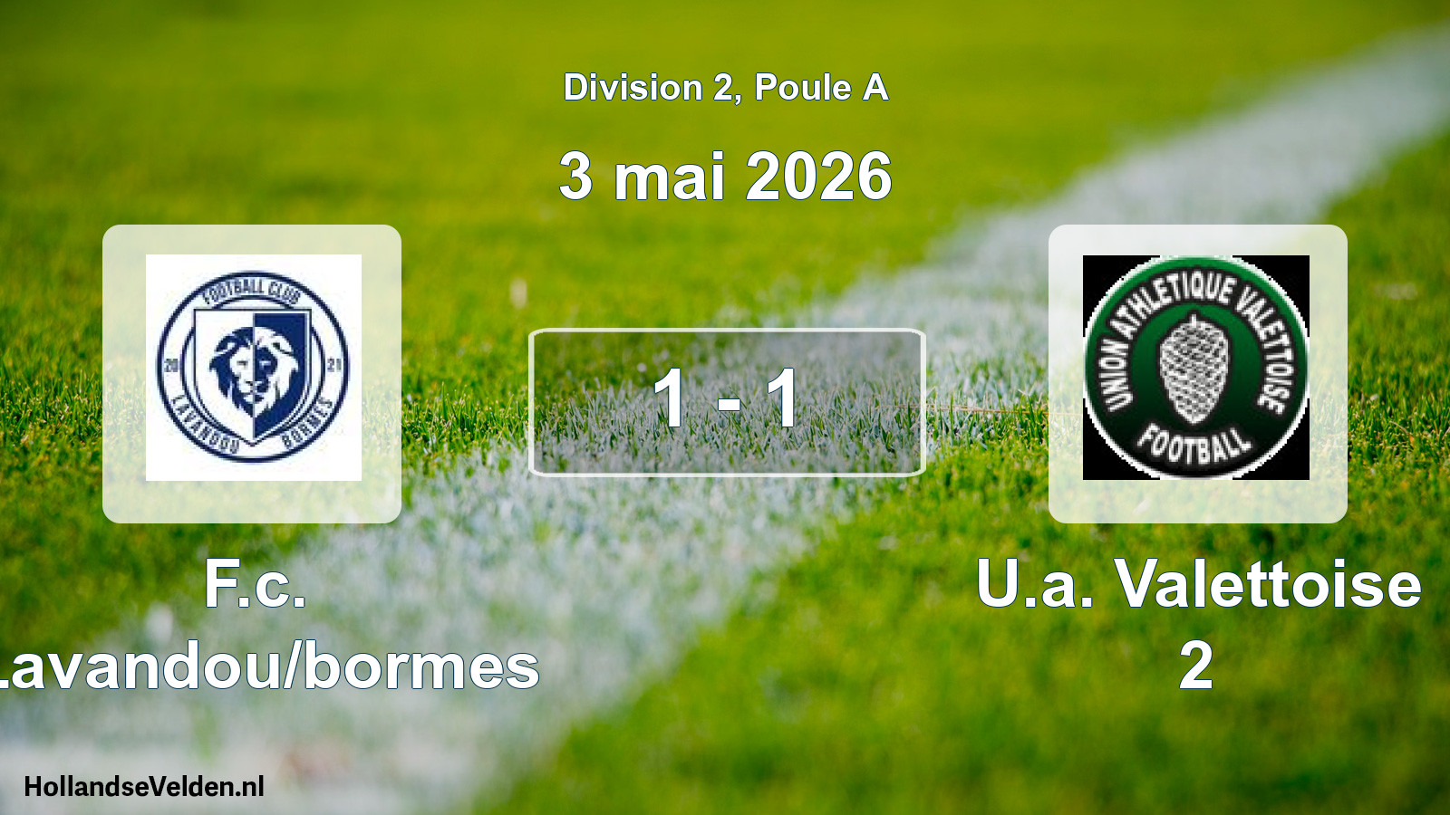 Match joué: F.c. Lavandou/bormes - U.a. Valettoise 2 1 - 1 (3 mai 2026)