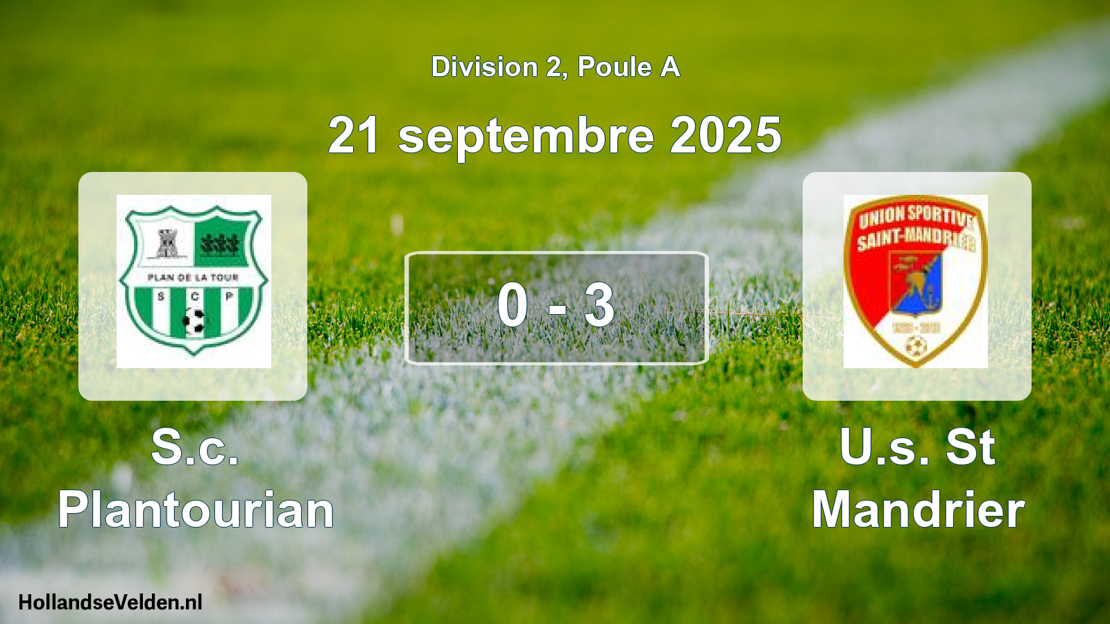 Match joué: S.c. Plantourian - U.s. St Mandrier 0 - 3 (21 septembre 2025)