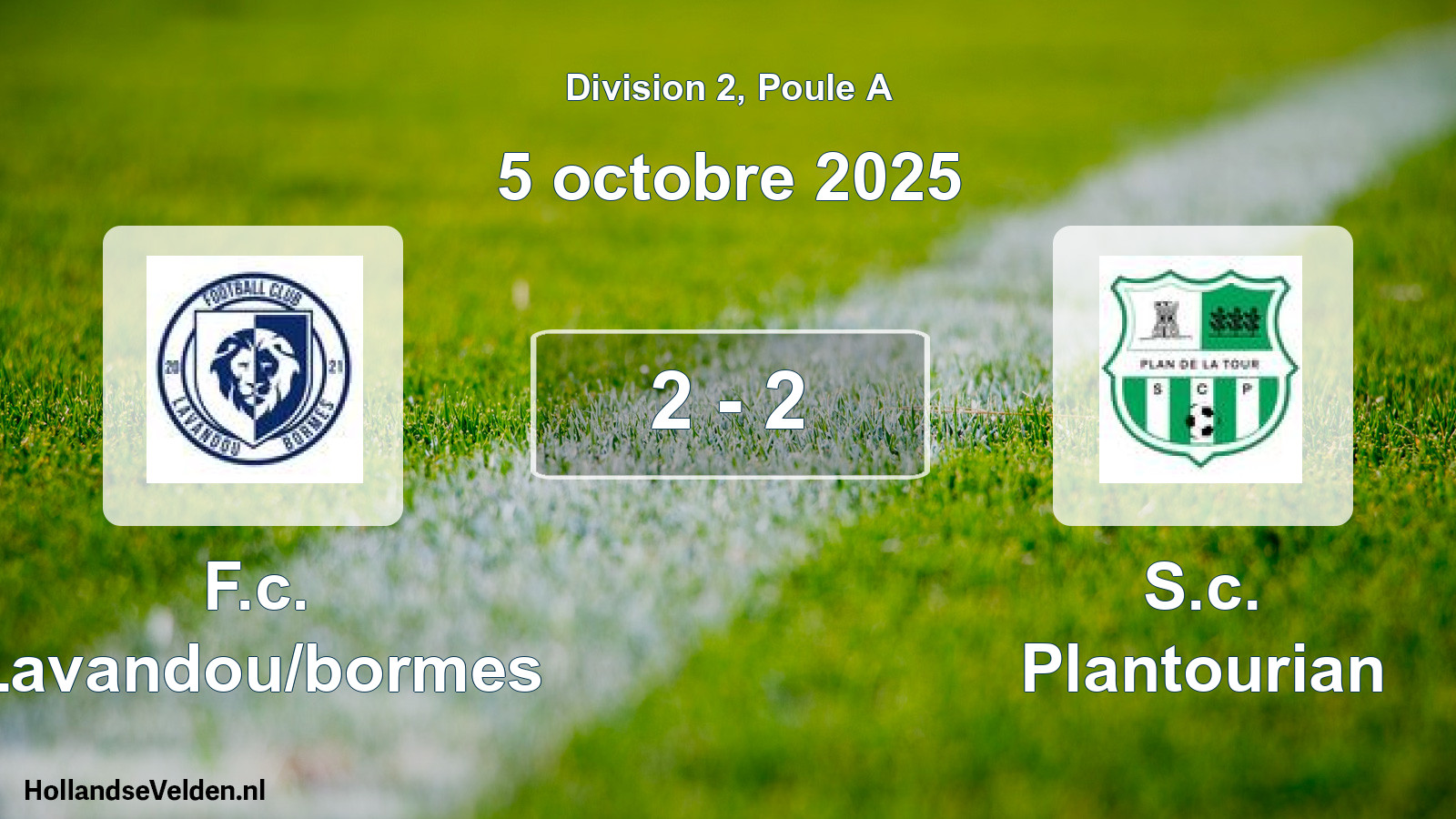 Match joué: F.c. Lavandou/bormes - S.c. Plantourian 2 - 2 (5 octobre 2025)