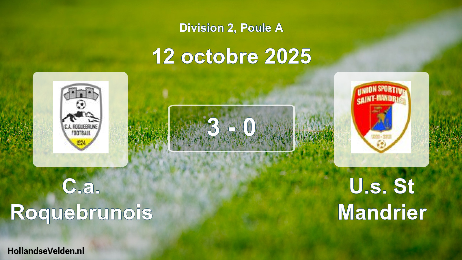 Match joué: C.a. Roquebrunois - U.s. St Mandrier 3 - 0 (12 octobre 2025)