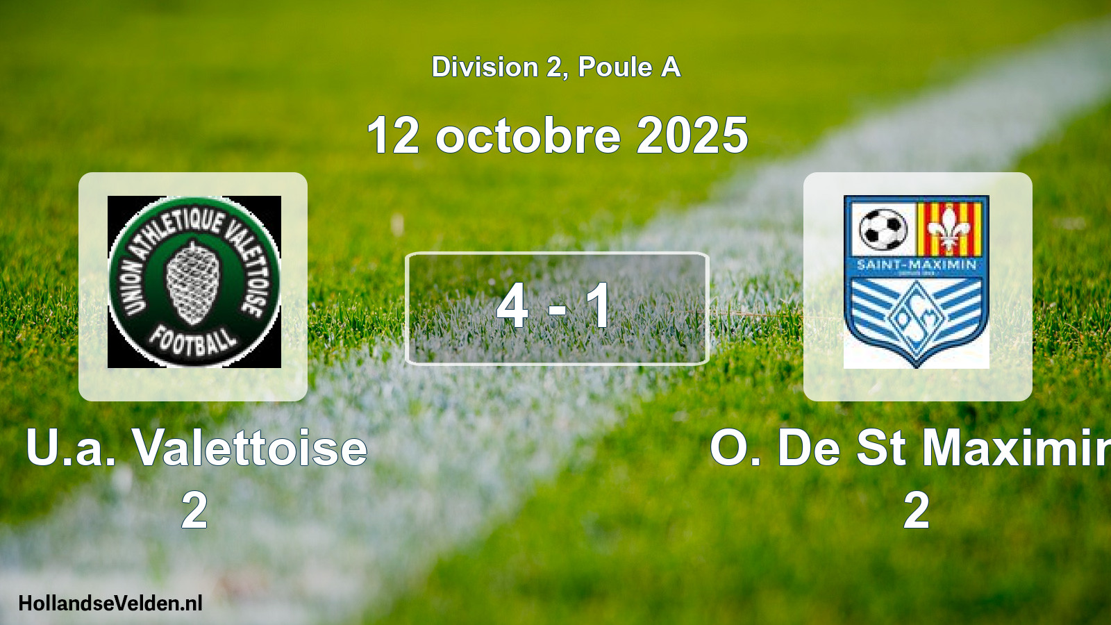 Total number of matches played: U.a. Valettoise 2 - O. De St Maximin 2 4 - 1 (12 October 2025)