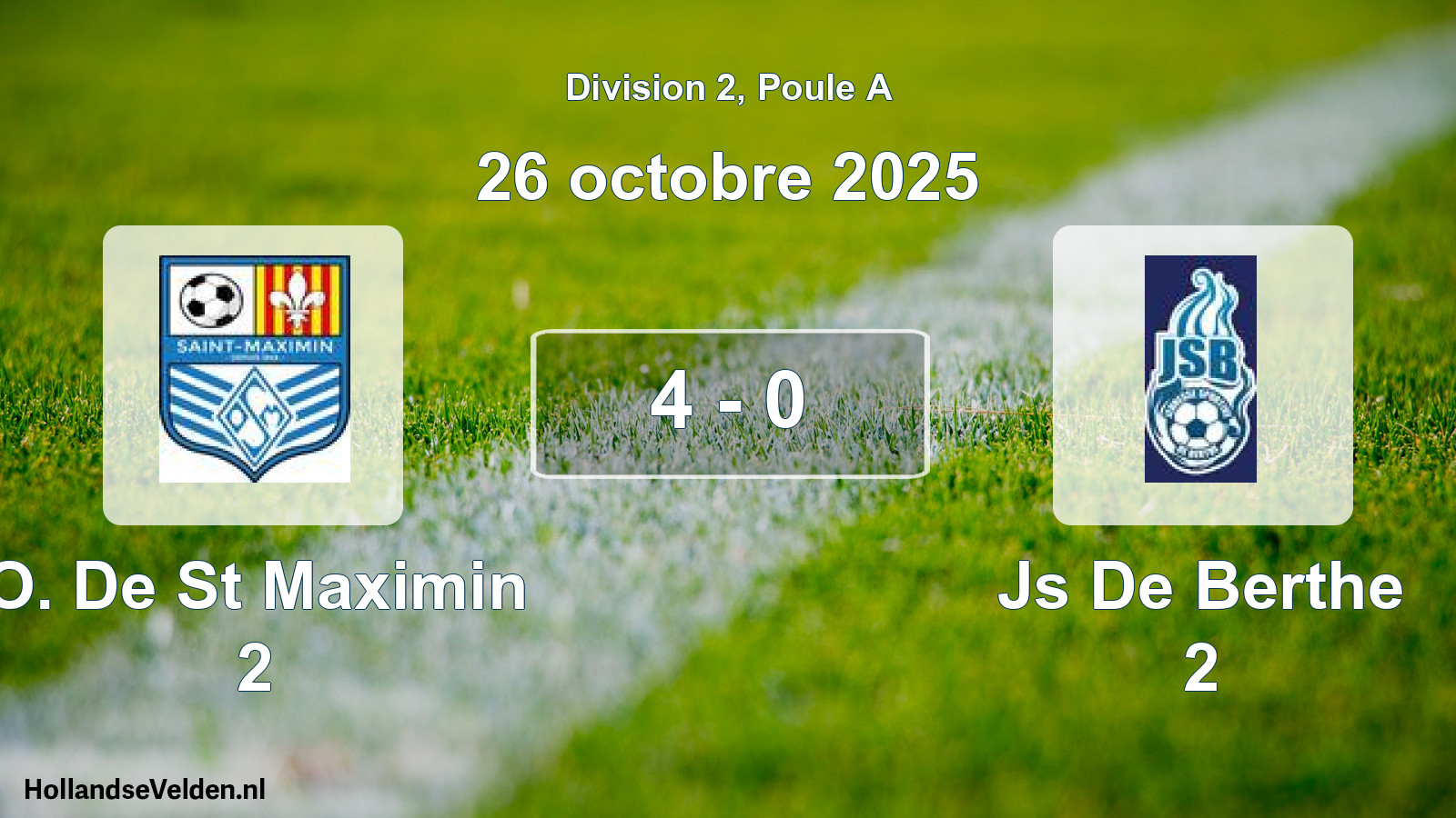 Match joué: O. De St Maximin 2 - Js De Berthe 2 4 - 0 (26 octobre 2025)