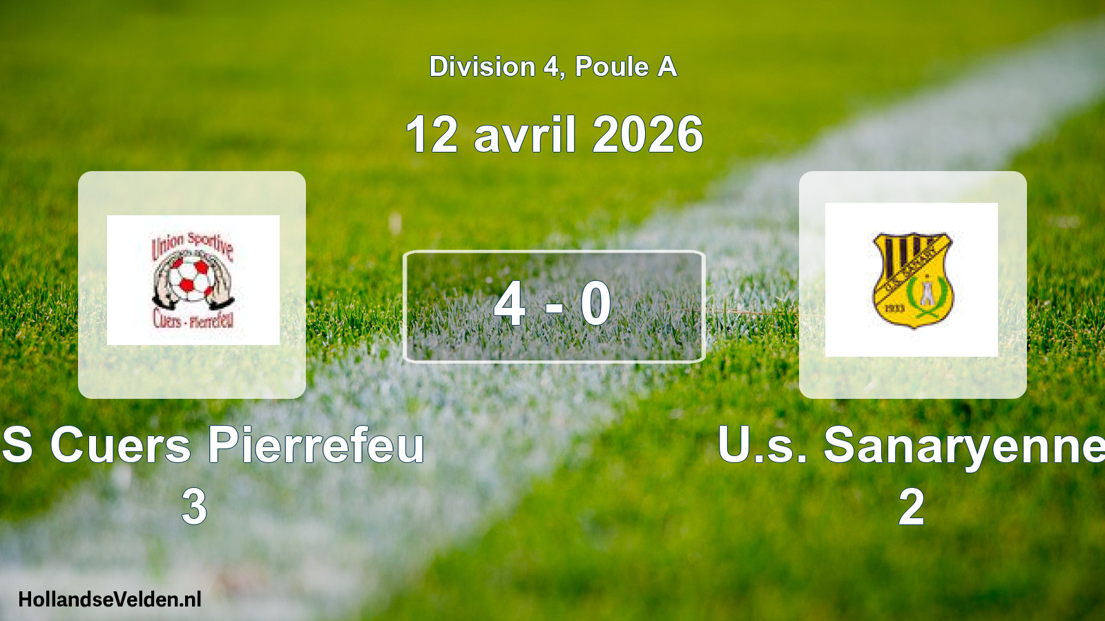 Match joué: US Cuers Pierrefeu 3 - U.s. Sanaryenne 2 4 - 0 (12 avril 2026)