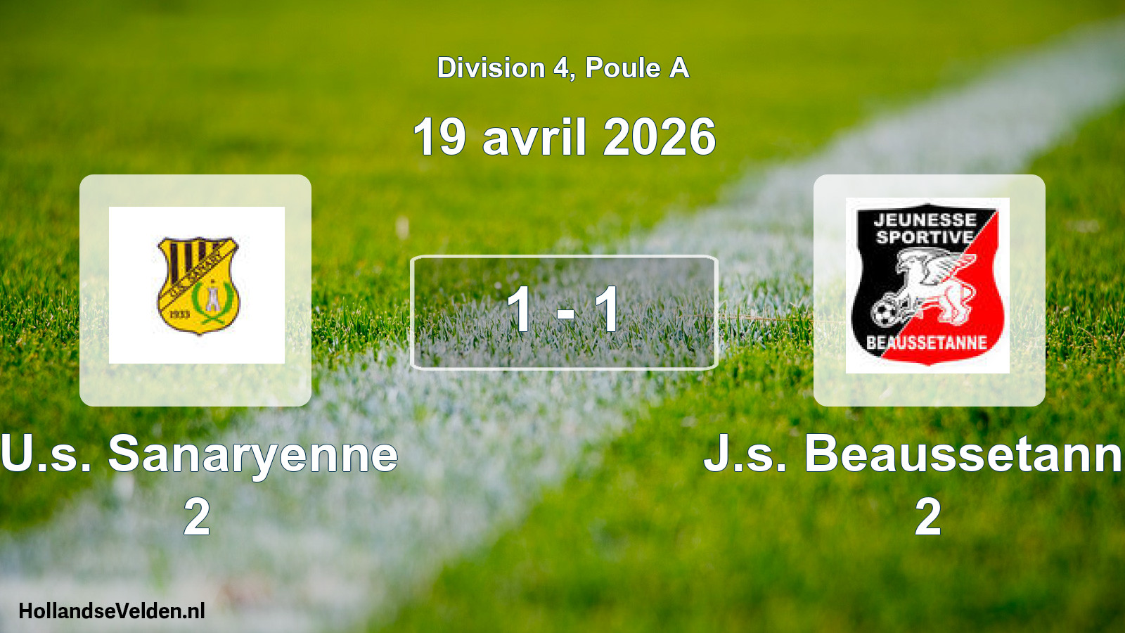 Match joué: U.s. Sanaryenne 2 - J.s. Beaussetanne 2 1 - 1 (19 avril 2026)
