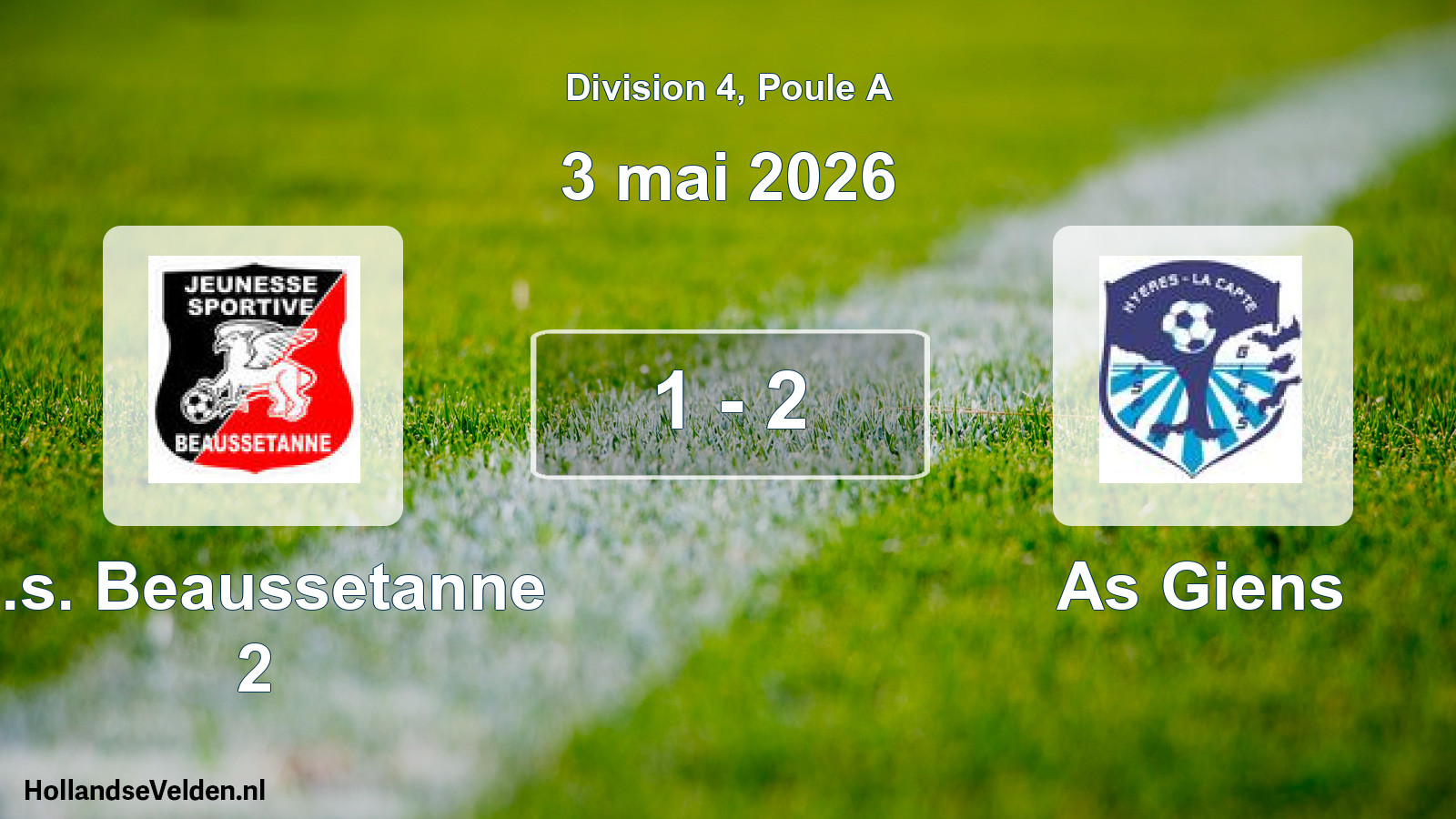 Match joué: J.s. Beaussetanne 2 - As Giens 1 - 2 (3 mai 2026)