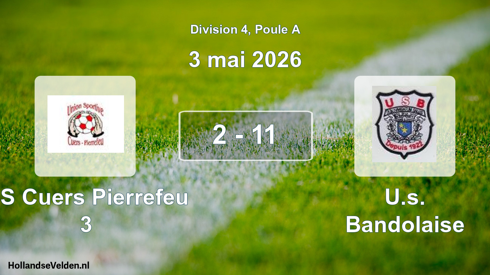 Total number of matches played: US Cuers Pierrefeu 3 - U.s. Bandolaise 2 - 11 (3 May 2026)