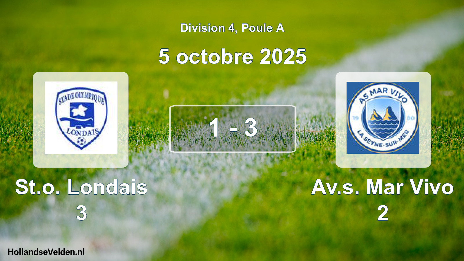 Match joué: St.o. Londais 3 - Av.s. Mar Vivo 2 1 - 3 (5 octobre 2025)