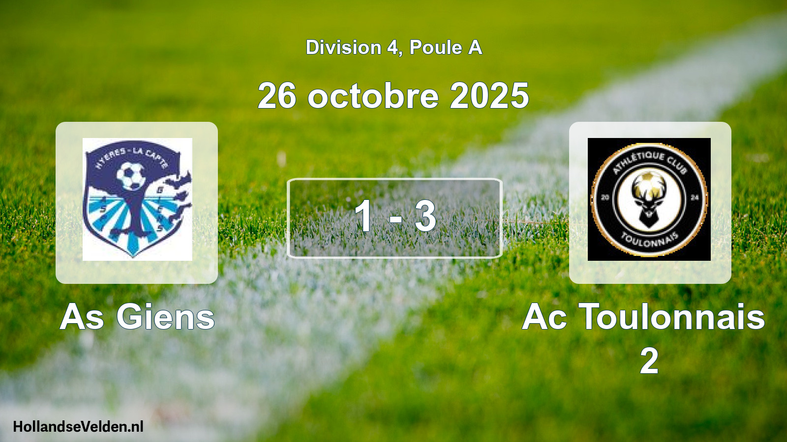 Match joué: As Giens - Ac Toulonnais 2 1 - 3 (26 octobre 2025)