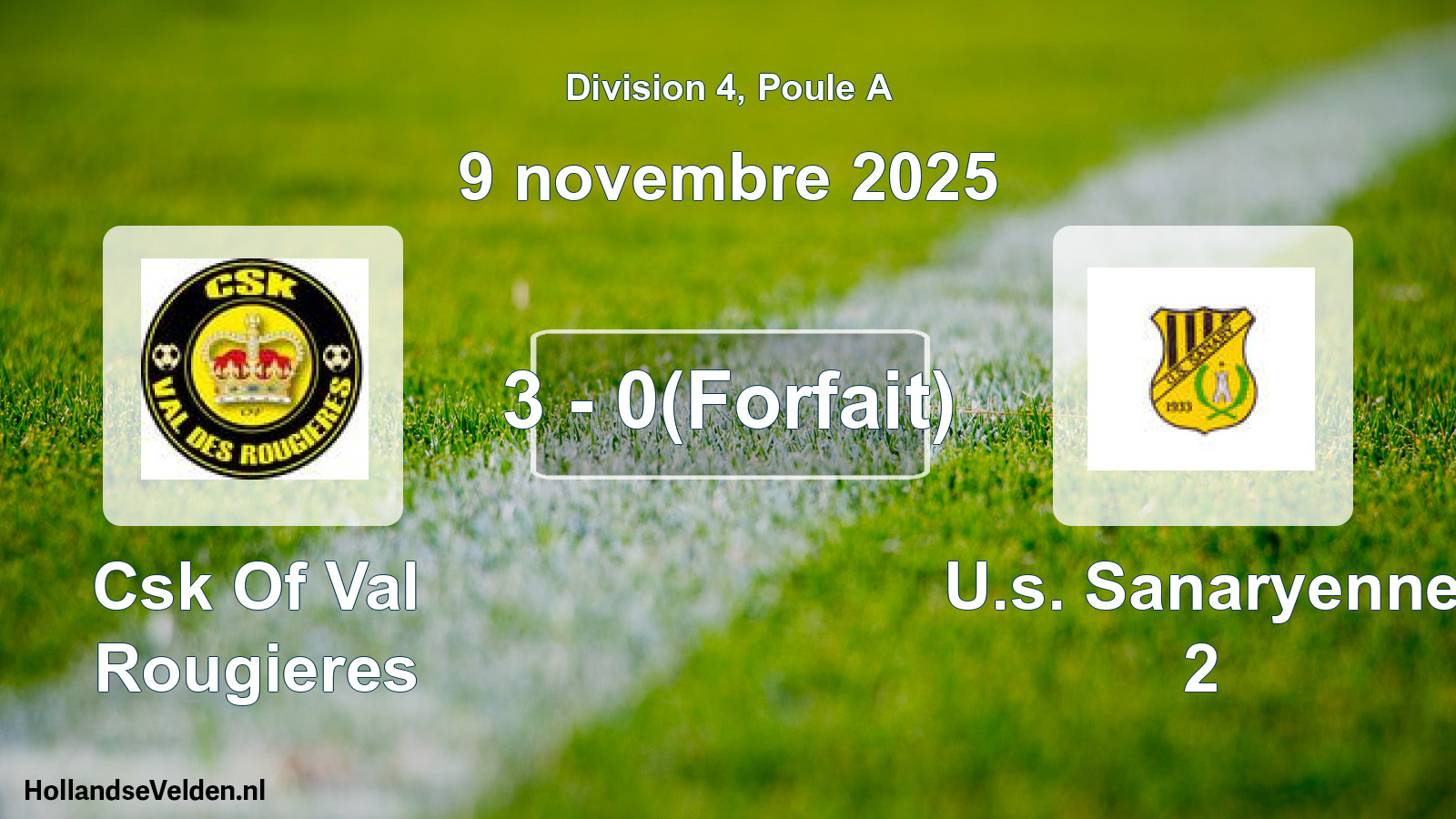 Total number of matches played: Csk Of Val Rougieres - U.s. Sanaryenne 2 3 - 0(Forfait) (9 November 2025)