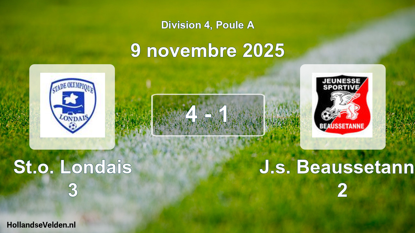 Total number of matches played: St.o. Londais 3 - J.s. Beaussetanne 2 4 - 1 (9 November 2025)