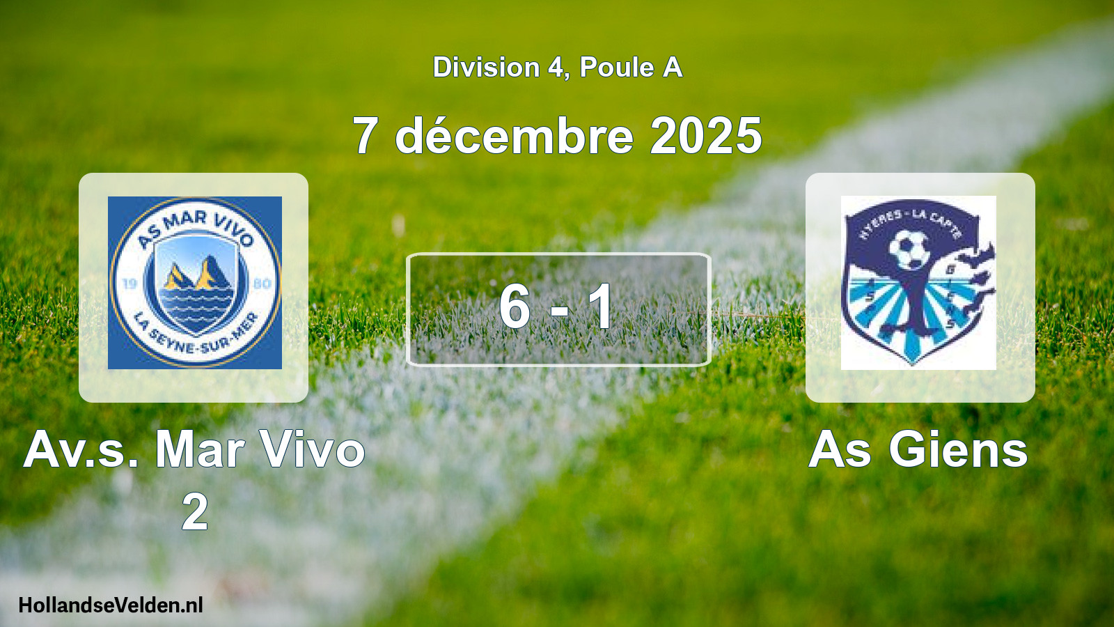 Gespeelde wedstrijd: Av.s. Mar Vivo 2 - As Giens 6 - 1 (7 december 2025)