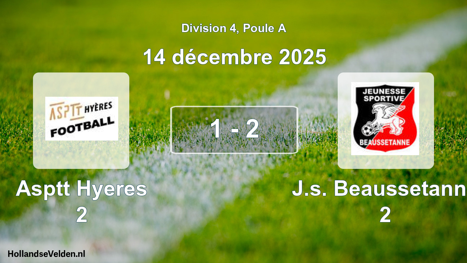 Match joué: Asptt Hyeres 2 - J.s. Beaussetanne 2 1 - 2 (14 décembre 2025)
