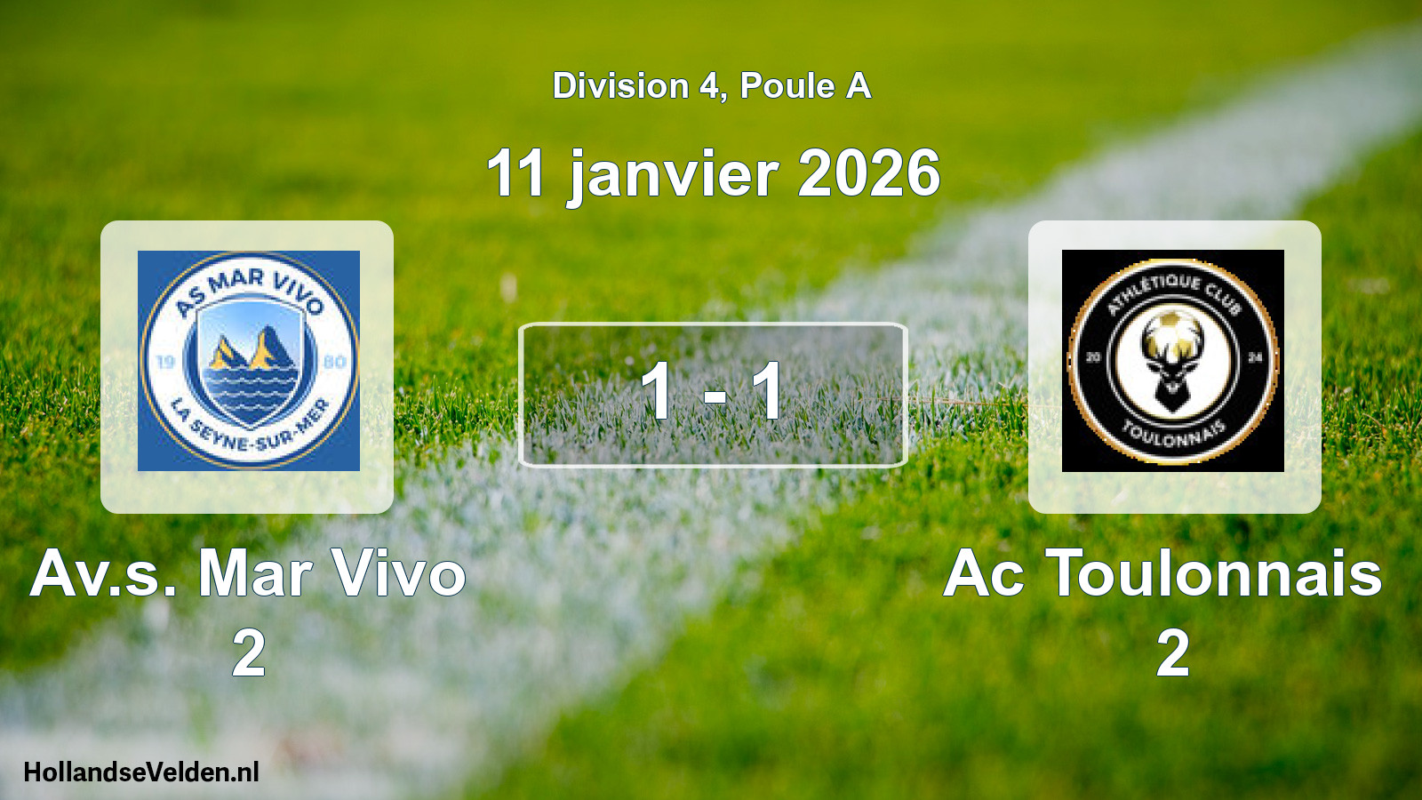 Total number of matches played: Av.s. Mar Vivo 2 - Ac Toulonnais 2 1 - 1 (11 January 2026)
