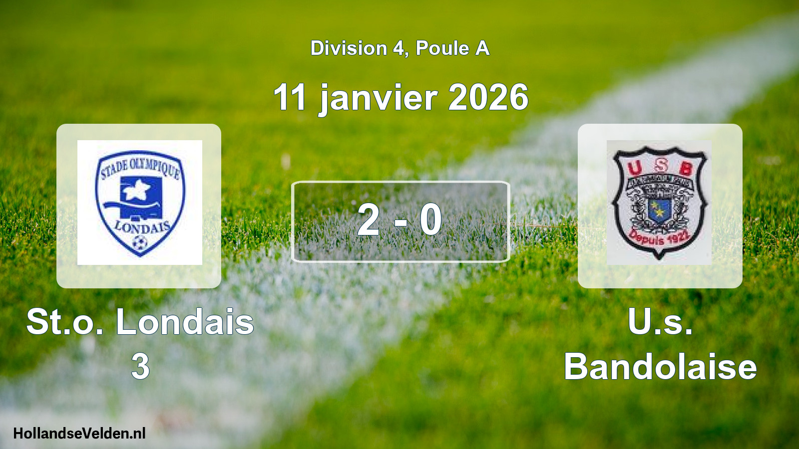 Match joué: St.o. Londais 3 - U.s. Bandolaise 2 - 0 (11 janvier 2026)