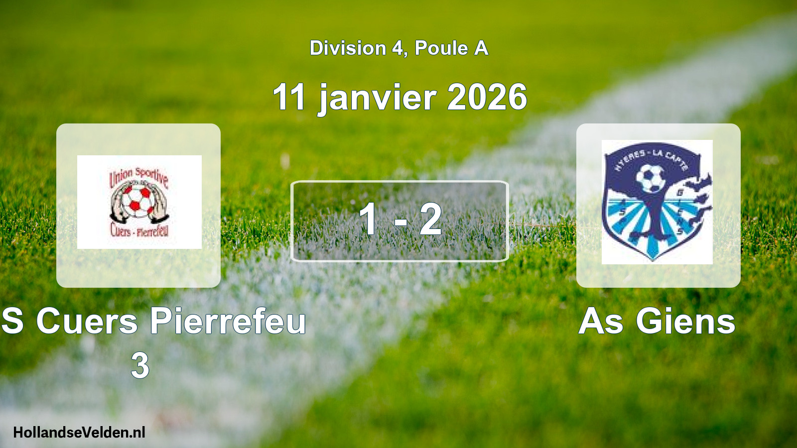 Total number of matches played: US Cuers Pierrefeu 3 - As Giens 1 - 2 (11 January 2026)