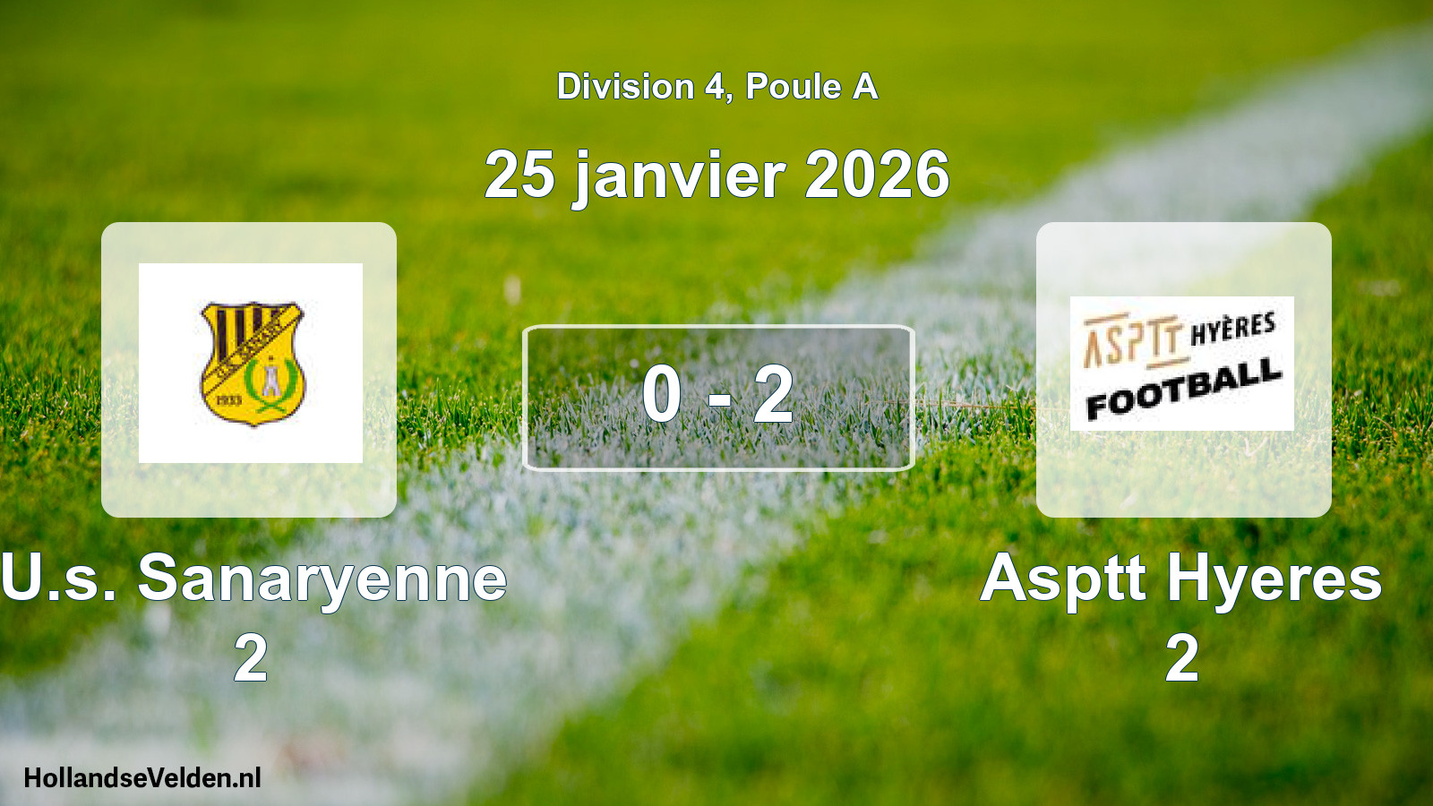 Match joué: U.s. Sanaryenne 2 - Asptt Hyeres 2 0 - 2 (25 janvier 2026)
