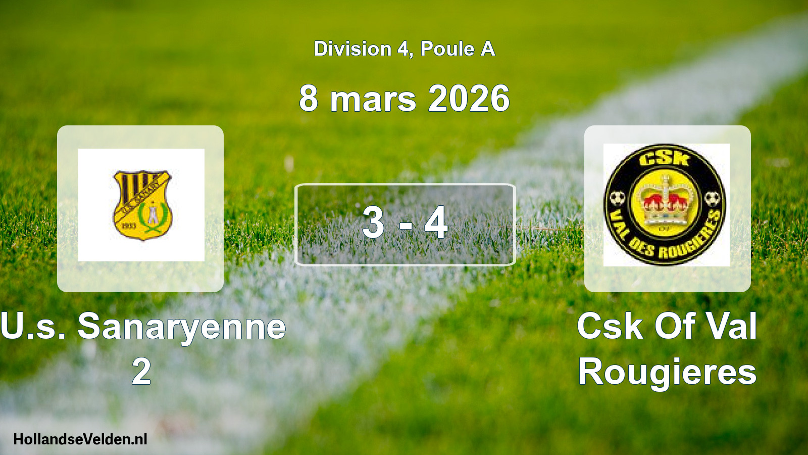 Total number of matches played: U.s. Sanaryenne 2 - Csk Of Val Rougieres 3 - 4 (8 March 2026)