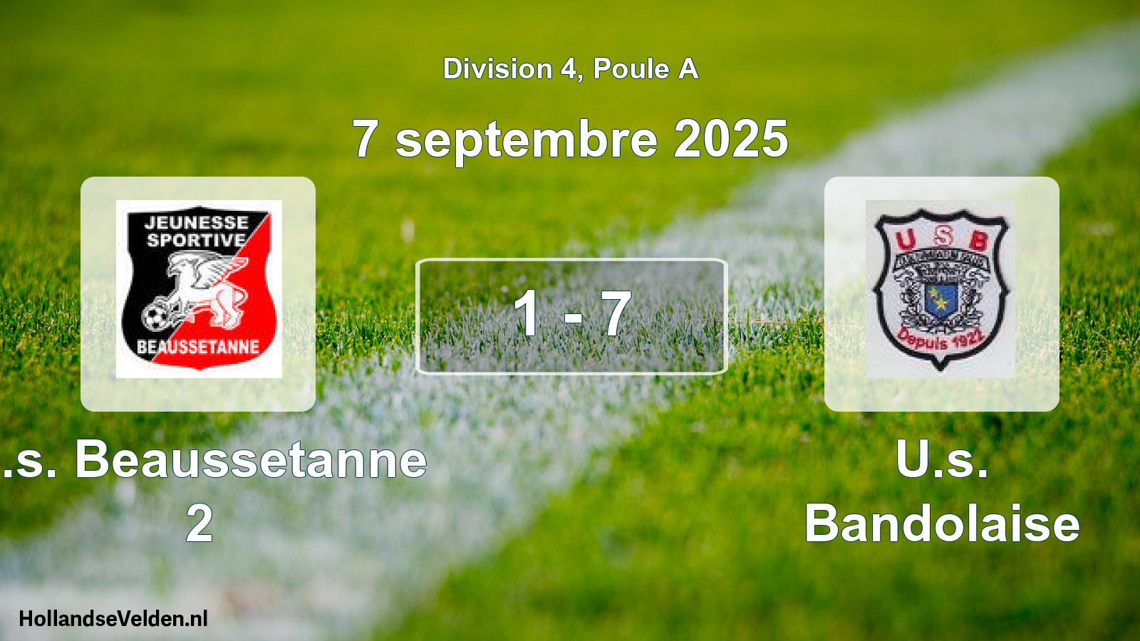 Match joué: J.s. Beaussetanne 2 - U.s. Bandolaise 1 - 7 (7 septembre 2025)