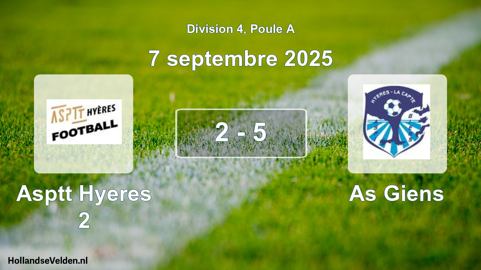 Gespeelde wedstrijd: Asptt Hyeres 2 - As Giens 2 - 5 (7 september 2025)