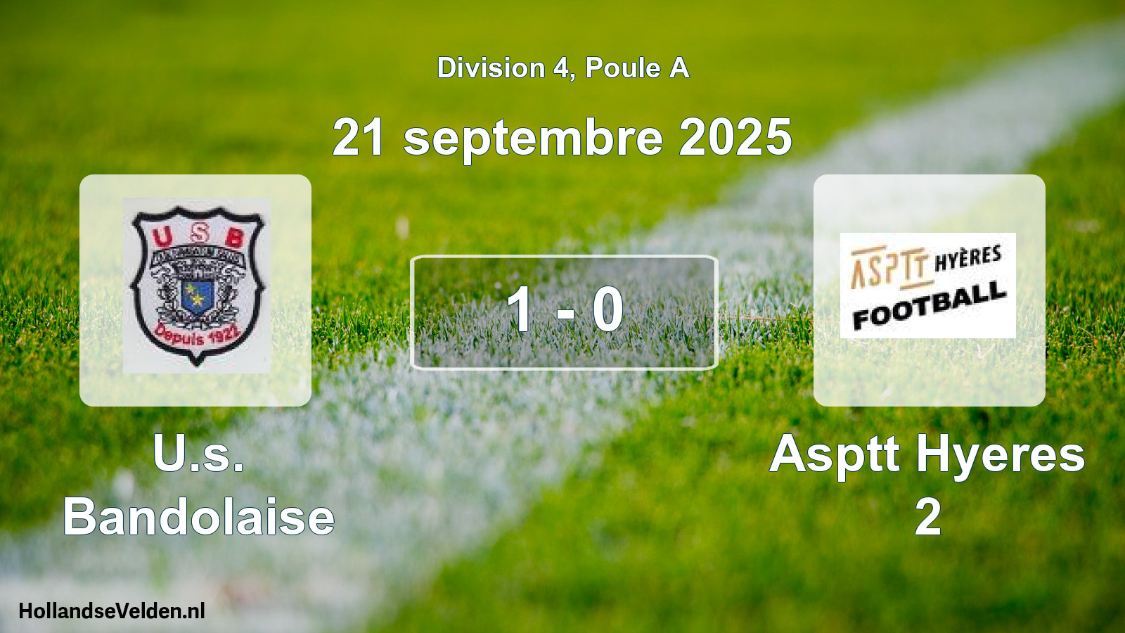 Match joué: U.s. Bandolaise - Asptt Hyeres 2 1 - 0 (21 septembre 2025)