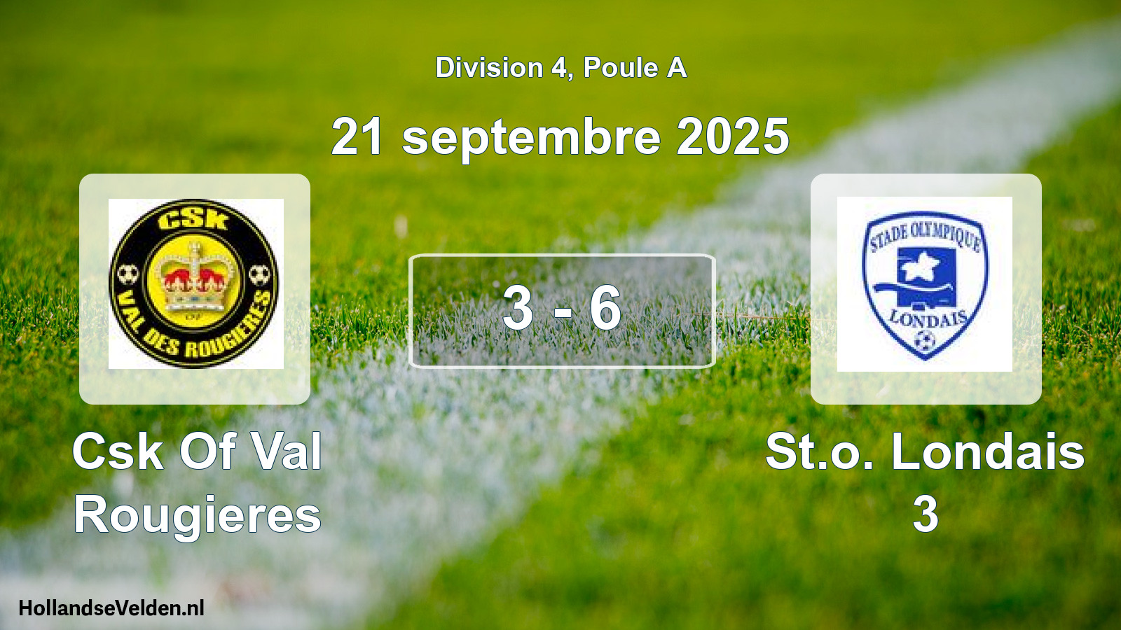 Match joué: Csk Of Val Rougieres - St.o. Londais 3 3 - 6 (21 septembre 2025)