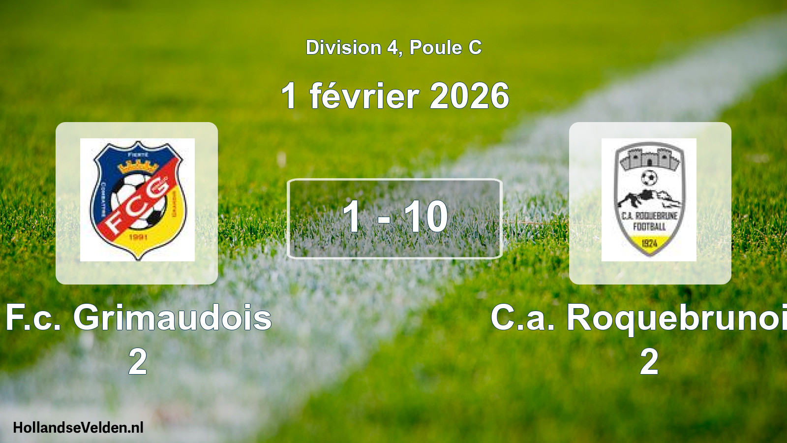 Match joué: F.c. Grimaudois 2 - C.a. Roquebrunois 2 1 - 10 (1 février 2026)