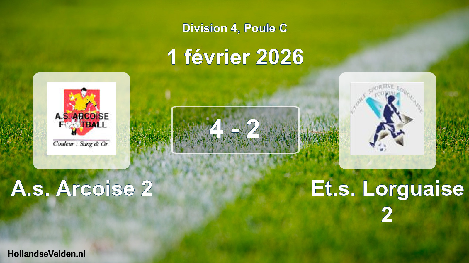 Match joué: A.s. Arcoise 2 - Et.s. Lorguaise 2 4 - 2 (1 février 2026)