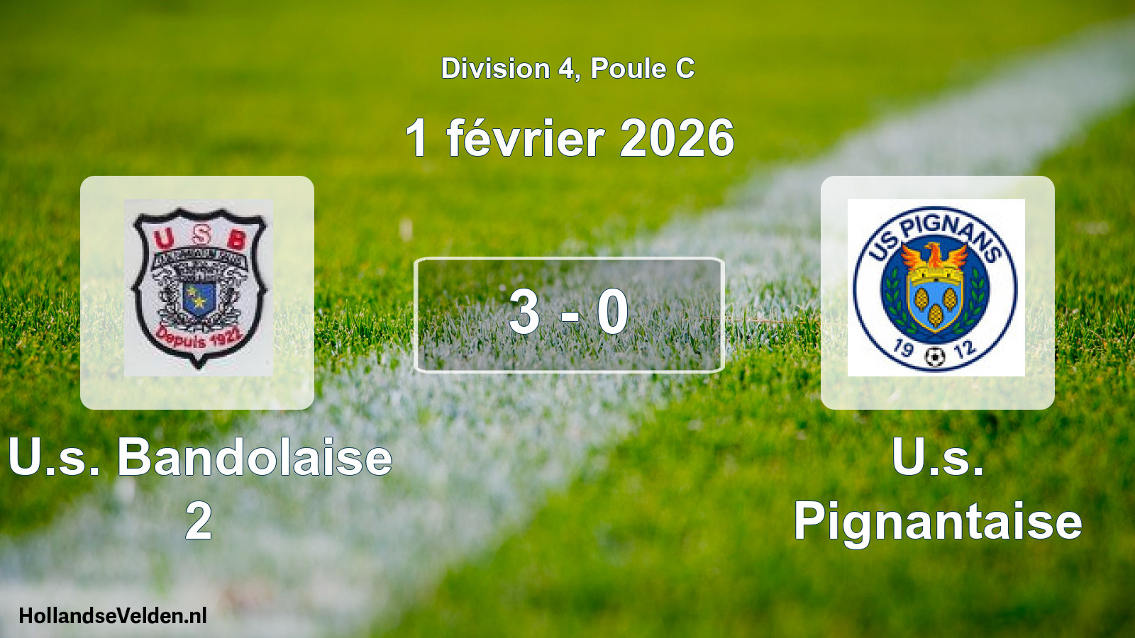 Match joué: U.s. Bandolaise 2 - U.s. Pignantaise 3 - 0 (1 février 2026)