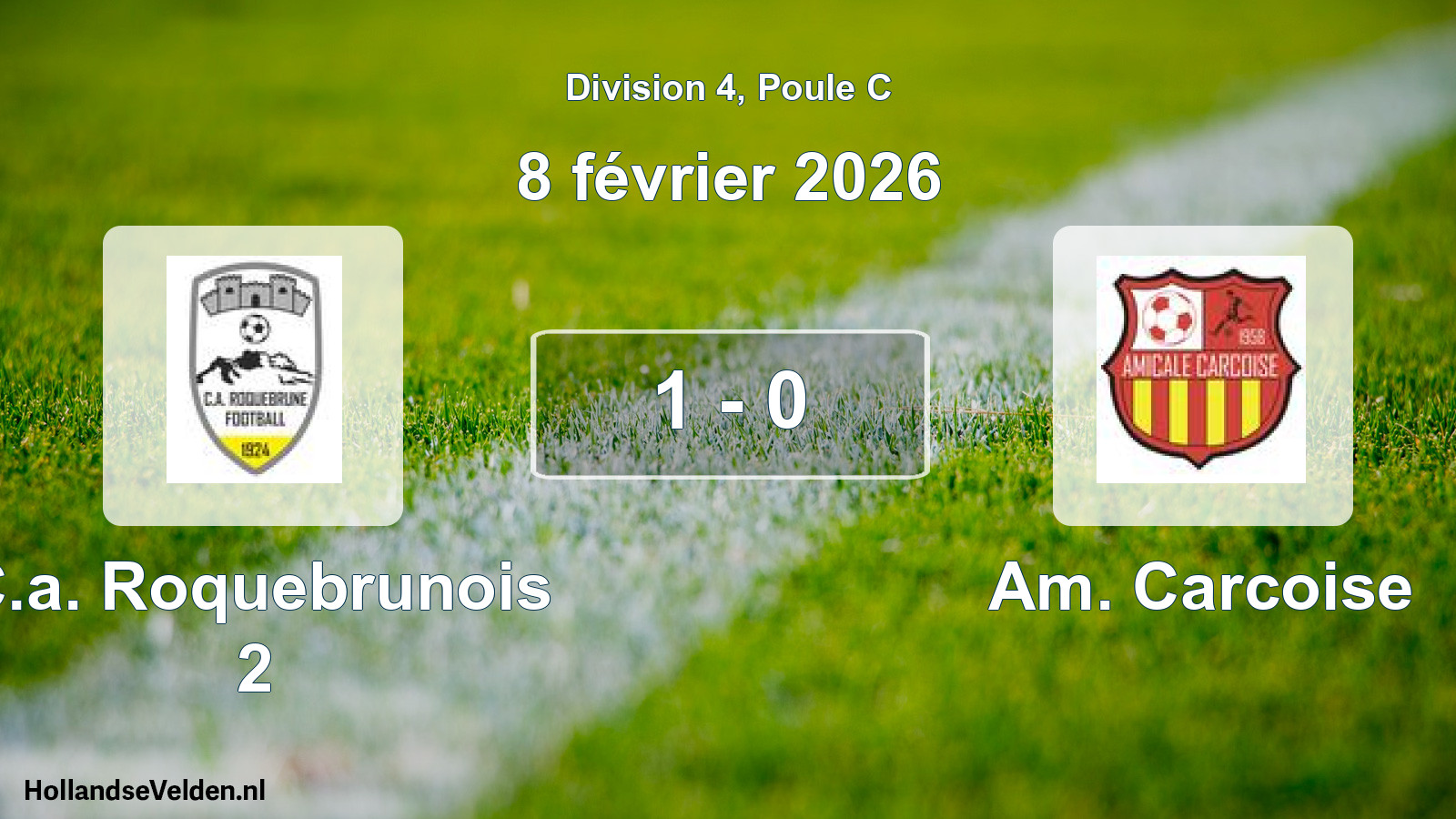 Match joué: C.a. Roquebrunois 2 - Am. Carcoise 1 - 0 (8 février 2026)