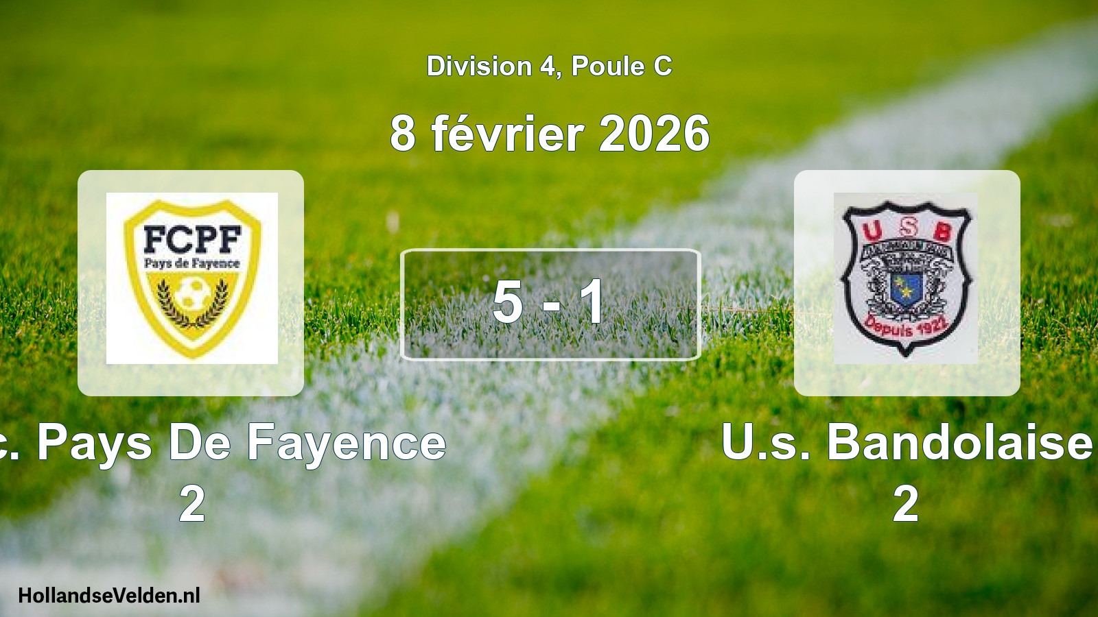 Match joué: F.c. Pays De Fayence 2 - U.s. Bandolaise 2 5 - 1 (8 février 2026)