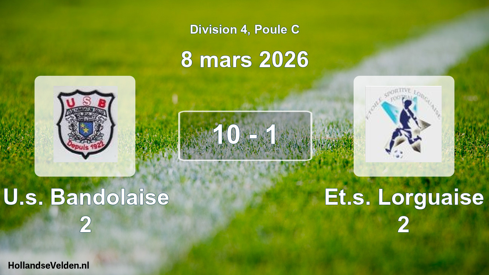 Match joué: U.s. Bandolaise 2 - Et.s. Lorguaise 2 10 - 1 (8 mars 2026)