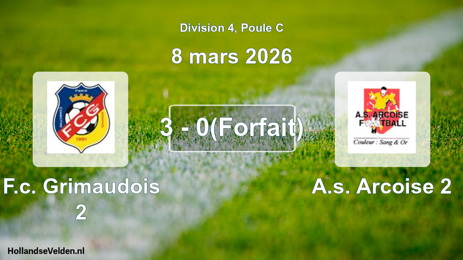 Total number of matches played: F.c. Grimaudois 2 - A.s. Arcoise 2 3 - 0(Forfait) (8 March 2026)