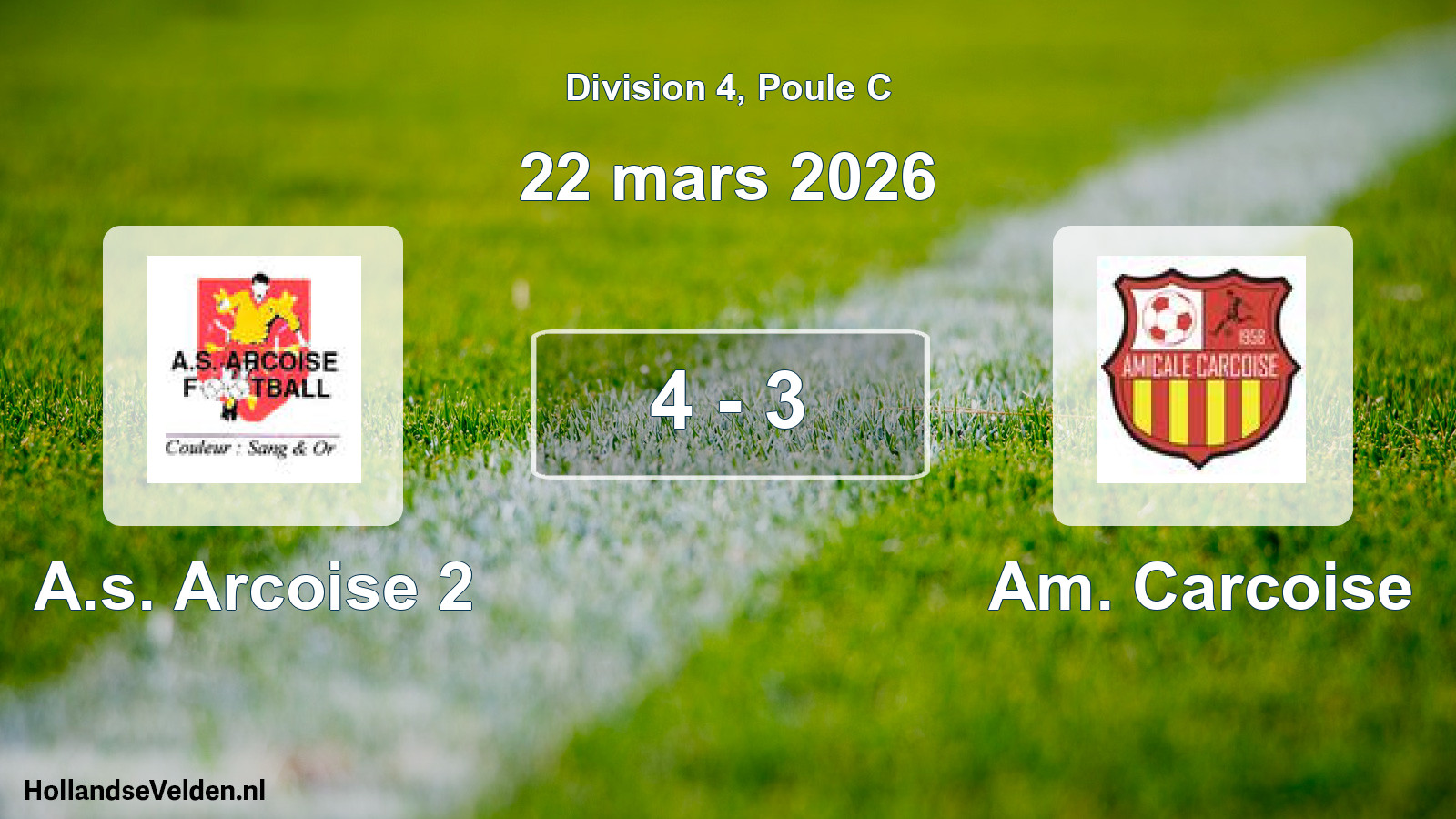 Total number of matches played: A.s. Arcoise 2 - Am. Carcoise 4 - 3 (22 March 2026)