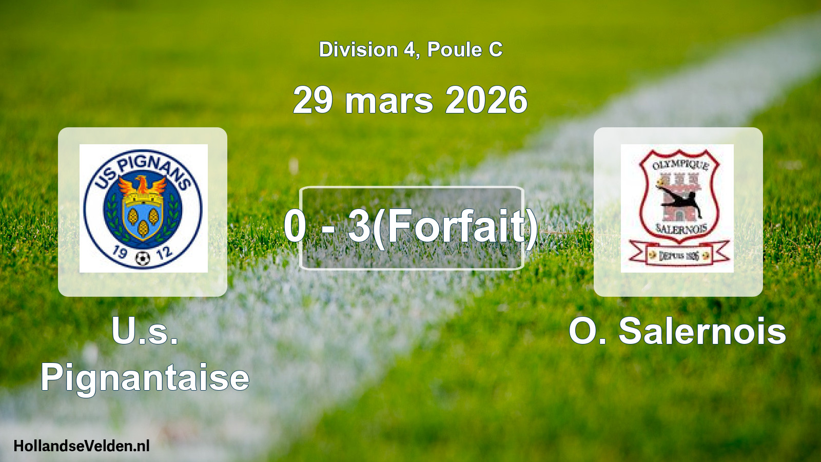 Match joué: U.s. Pignantaise - O. Salernois 0 - 3(Forfait) (29 mars 2026)